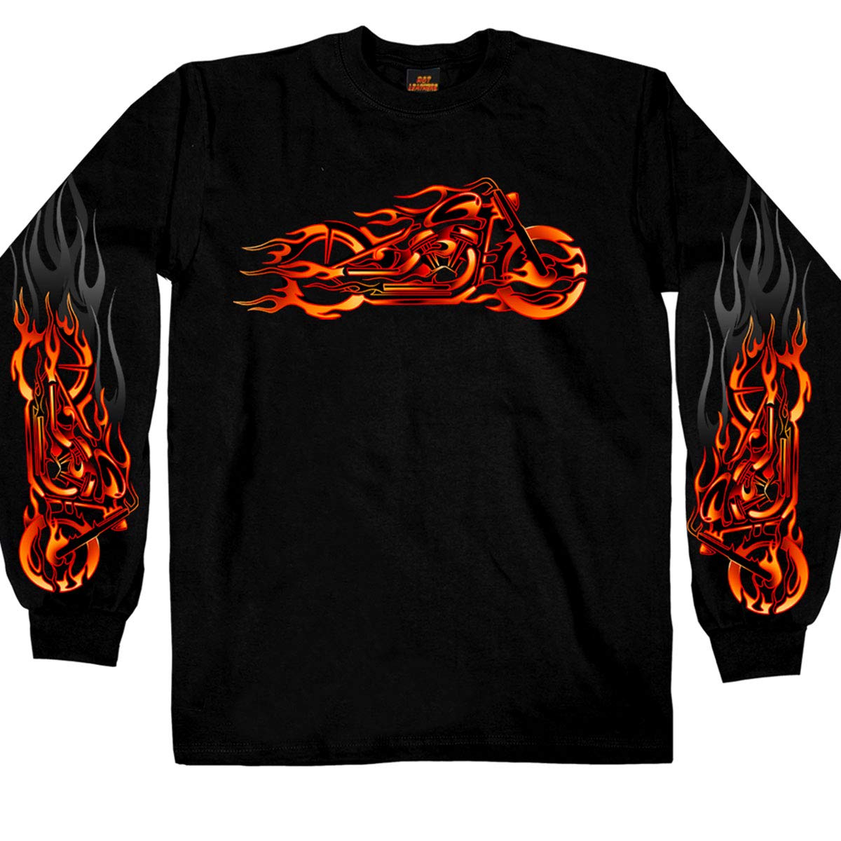 Hot Leathers Fire Bobber Long Sleeve T-Shirt (Black, XX-Large